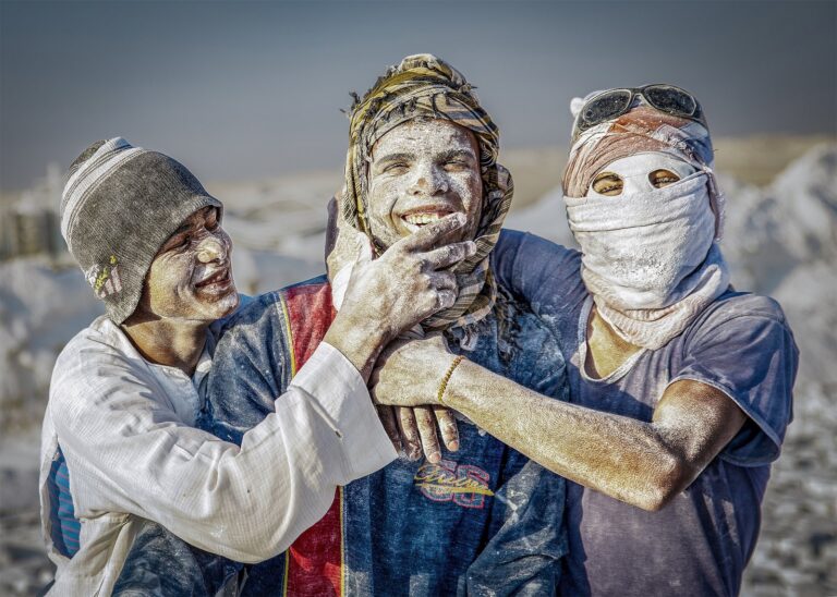 Quarry workers at a stone extraction site